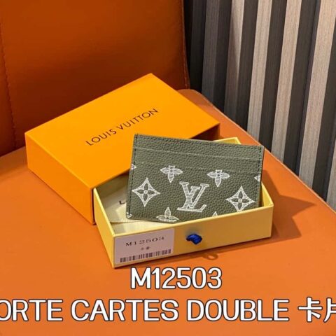 【原单精品】M12503绿色全皮压花 全皮卡包钱包系列 PORTE CARTES DOUBLE 卡片夹