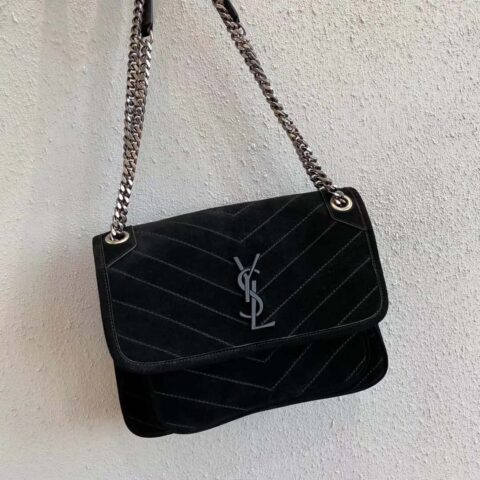 YSL 🌱 𝙉𝙞𝙠𝙞 𝟮𝟴𝙘𝙢 『 麂皮配牛皮 』498894黑色