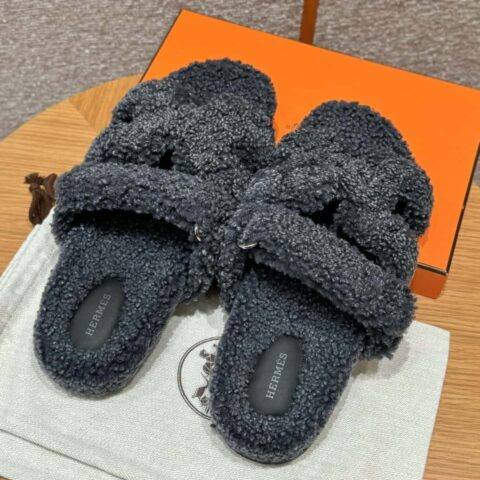 HERMES 180 Chypre 男款羊羔毛 深蓝色/dark blue 羊毛皮/woolskin