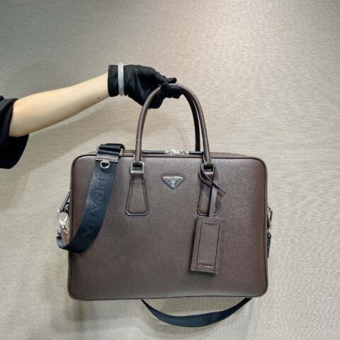PRADA🎉双层公文包🎉🎉2VE022深咖色🎉