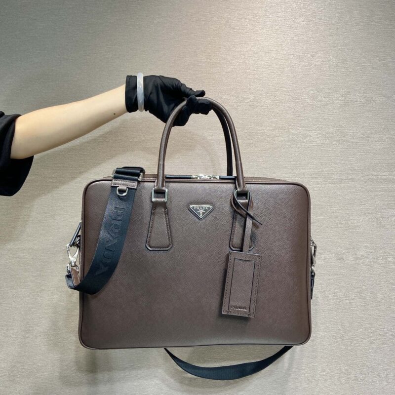 PRADA🎉双层公文包🎉🎉2VE022深咖色🎉