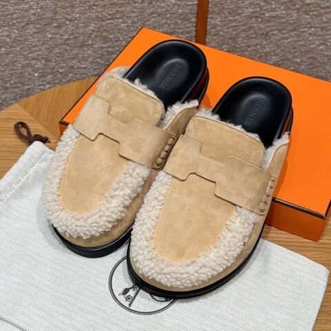 HERMES 190 Go 穆勒鞋 大理石米色/Cream-coloured 麂皮小牛皮/Suede calf leather