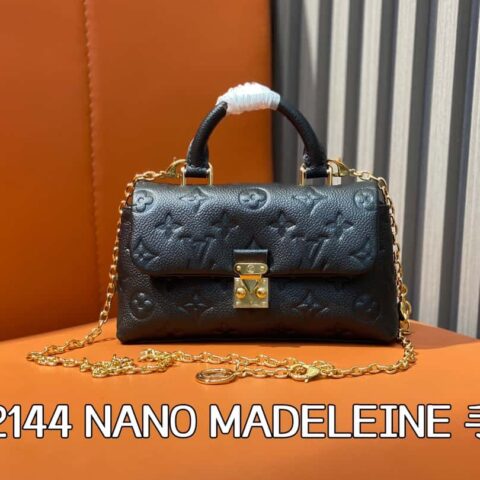 【原单精品】M12144黑色全皮压花 链条包手提包系列 当季新款 NANO MADELEINE 手袋
