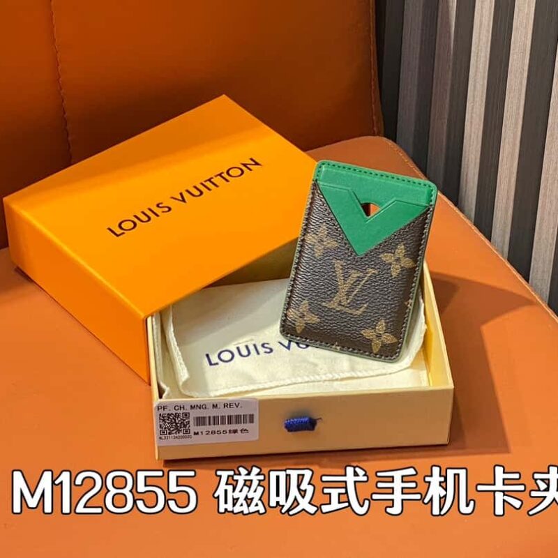 【原单精品】M12855老花绿色 磁吸式手机卡夹