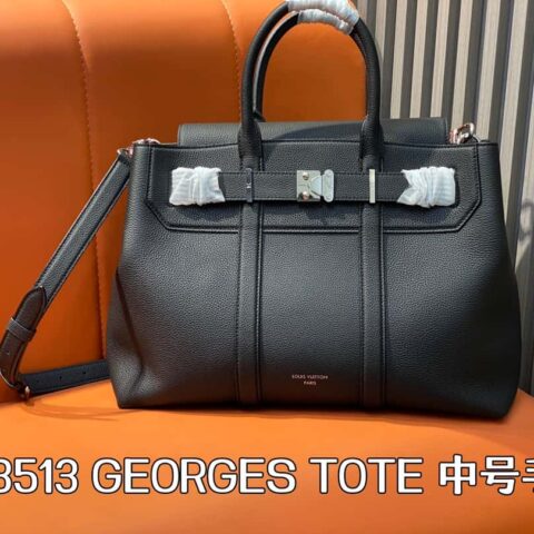 【原单精品】M23513黑色全皮 手提包公文包系列 GEORGES TOTE 中号手袋