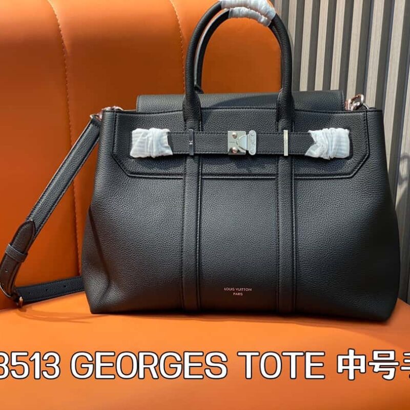 【原单精品】M23513黑色全皮 手提包公文包系列 GEORGES TOTE 中号手袋