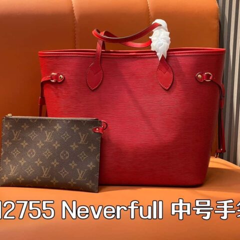 【原单精品】M11930红色 水波纹购物袋系列 Neverfull 中号手袋