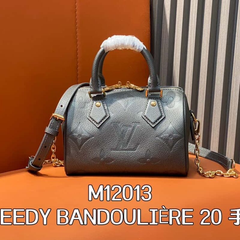 【原单精品】M12013枪灰色 全皮压花枕头包speedy系列 SPEEDY BANDOULIÈRE 20 手袋