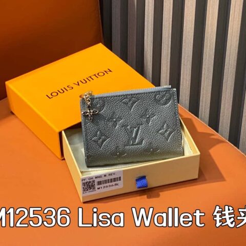 【原单精品】M12536珠光灰全皮压花 两折钱包系列 Lisa Wallet 钱夹