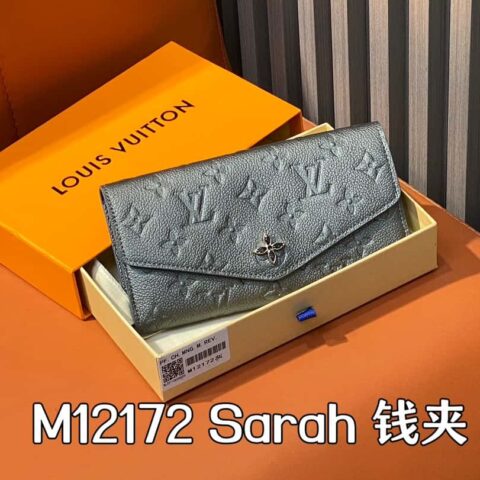 【原单精品】M12172珠光灰全皮压花 翻盖钱包系列 Sarah 钱夹