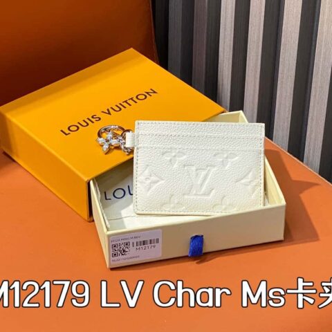 【原单精品】M12179珠光白全皮压花 卡包钱包系列 Porte-cartes LV Char Ms卡夹