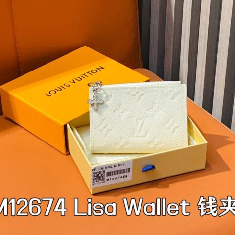 【原单精品】M12674珠光白全皮压花 两折钱包系列 Lisa Wallet 钱夹 m12536
