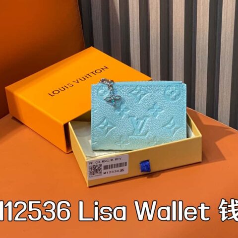 【原单精品】M12536珠光蓝 全皮压花 两折钱包系列 Lisa Wallet 钱夹