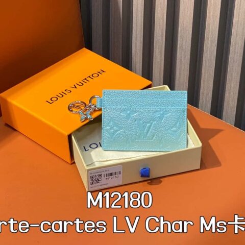 【原单精品】M12180珠光蓝 全皮压花 卡包钱包系列 Porte-cartes LV Char Ms卡夹