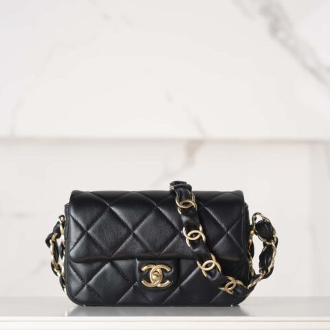 𝐂𝐇𝐀𝐍𝐄𝐋 24K 粗链条腋下包 大Mini 黑色 AS5174