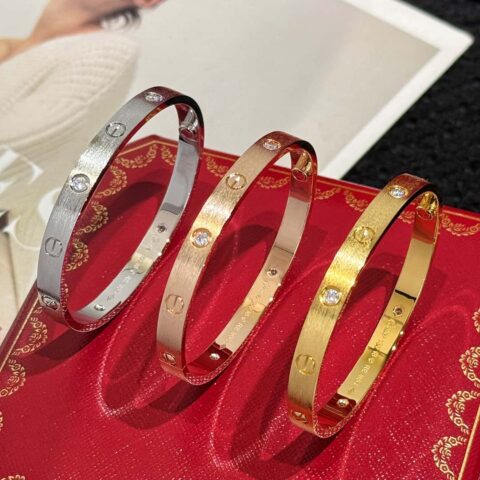 ❗️新品❗️  ☀️卡地亚Cartier拉丝LOVE系列带钻手镯 ☀️