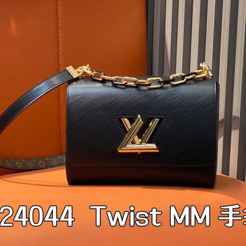 【原单精品】M24044黑色 M24043棕色 水波纹Twist系列 NEW Twist MM 手袋