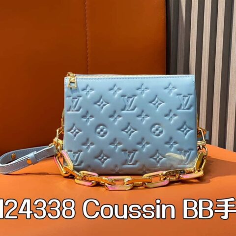 【原单精品】M24338蓝色 全皮链条包系列 羊皮 Coussin BB手袋