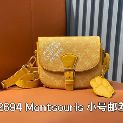 【原单精品】M12694黄色丝印 邮差包系列 本款 Montsouris 小号邮差包