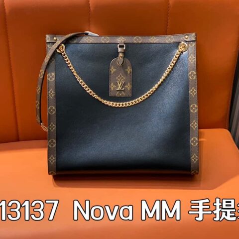 【原单精品】M13137黑色/老花 托特包系列 Nova MM 手提袋 黑皮