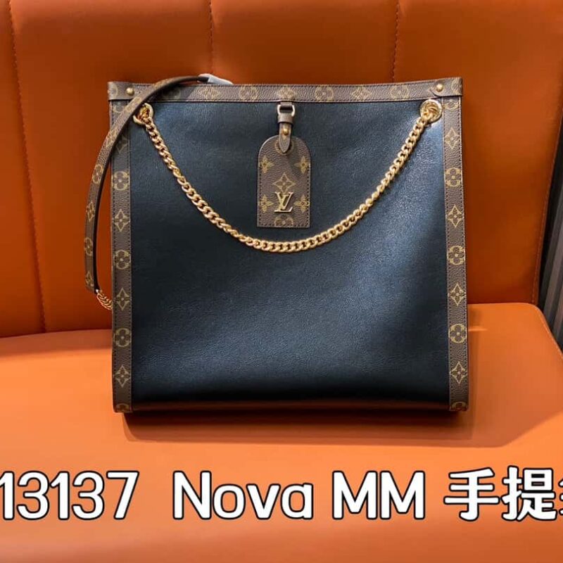 【原单精品】M13137黑色/老花 托特包系列 Nova MM 手提袋 黑皮