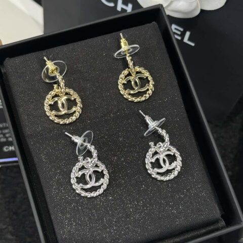 ❗️新品❗️☀️新款☑️ 香奈儿C2双c圆形麻绳耳钉耳环 ☀️