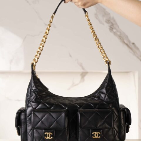 𝗖𝗛𝗔𝗘𝗡𝗟✦ 𝟐𝟓𝐜 大号嬉皮 𝐡𝐨𝐛𝐨 𝐛𝐚𝐠 黑金🖤AS5302