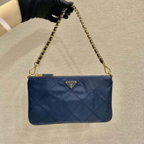 PRADA🎉绣格Hobo🎉1Nl054腋下包🎉🎉蓝色