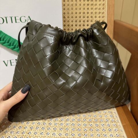 BV 中号Dustbag手拿包 796728卡其色内配鼠尾草绿