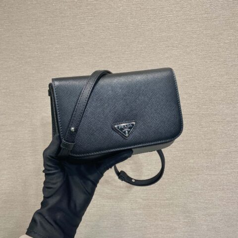 PRADA🎉新款🎉2VD061十字纹🎉黑色