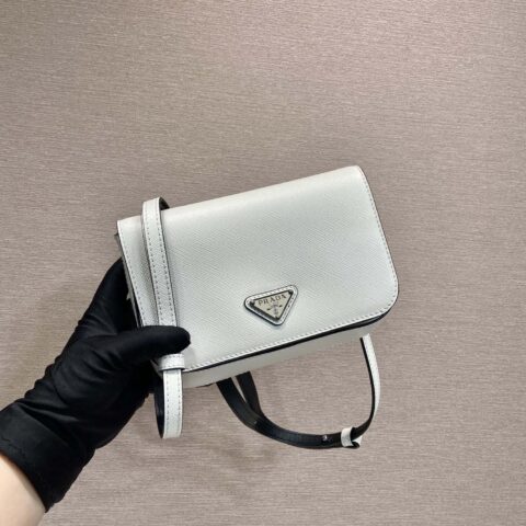 PRADA🎉新款🎉2VD061十字纹🎉白色