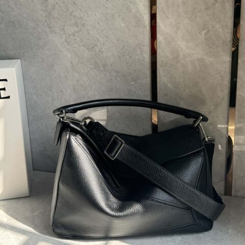 LOEWE新款鹿皮黑银puzzle 0158黑色