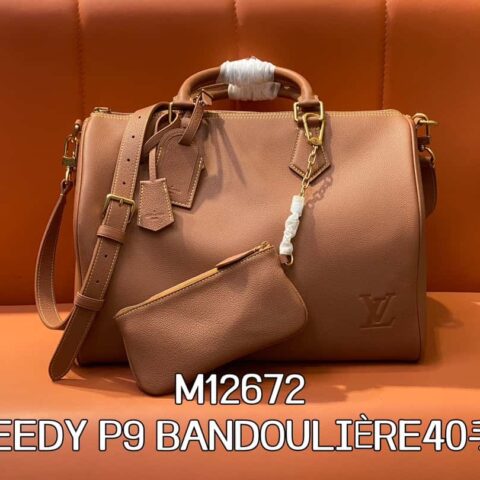 【原单精品】M12672棕色全皮 枕头包speedy系列 SPEEDY P9 BANDOULIÈRE40手袋