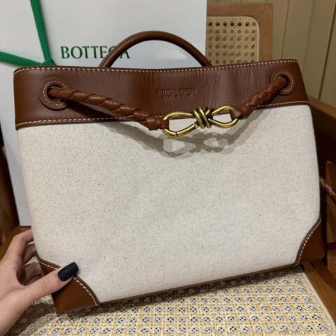 BV 中号Andiamo手提包 766016焦糖色拼布