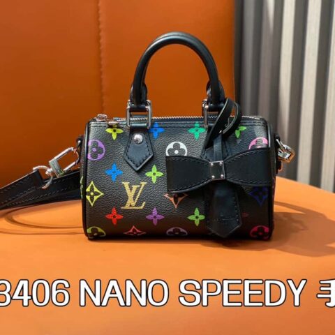 【原单精品】M13406黑彩 枕头包speedy系列 lv村上隆联名NANOSPEEDY 手袋