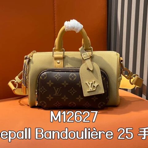 【原单精品】M12627老花棕色 男包枕头包keepall系列 本款 Keepall Bandoulière 25 手袋
