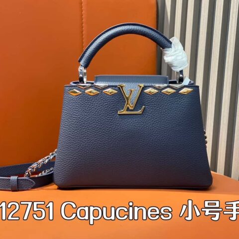 【原单精品】M12751深蓝全皮菱形款 全皮cap那英款系列 本款Capucines小号手袋