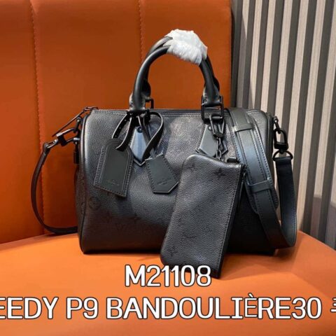 【原单精品】M21108黑色全皮 枕头包speedy系列 SPEEDY P9 BANDOULIÈRE30 手袋