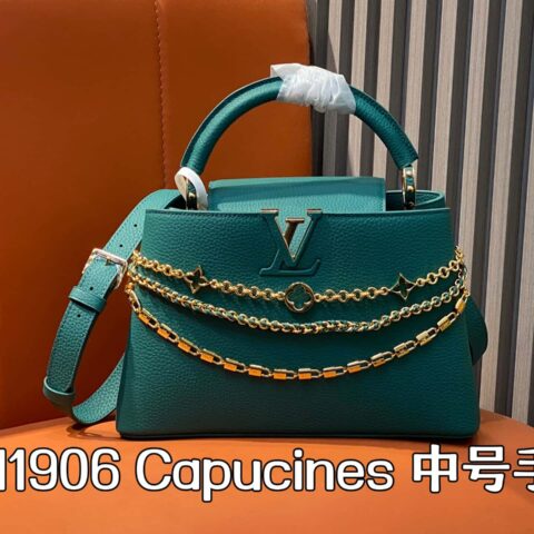 【原单精品】M11906绿色 全皮cap那英款 本款Capucines 中号手袋