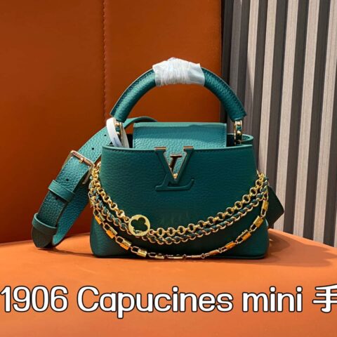 【原单精品】M11906绿色 全皮cap那英款 本款Capucines mini手袋