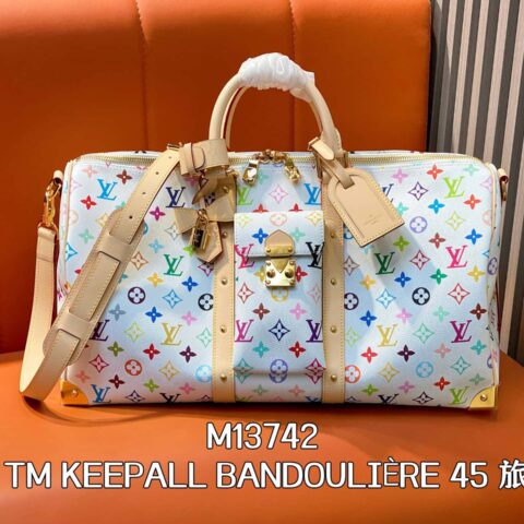 【原单精品】M13742白彩 旅行袋 当季新款 LV x TM KEEPALL BANDOULIÈRE 45 旅行袋