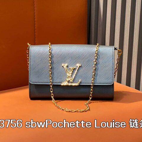 【原单精品】M23756黑灰水波纹 链条包 sbwPochette Louise 链条包 （镜面漆皮）