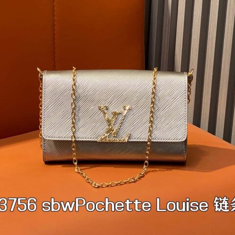 【原单精品】M23756香槟色水波纹 链条包 sbwPochette Louise 链条包 （镜面漆皮）