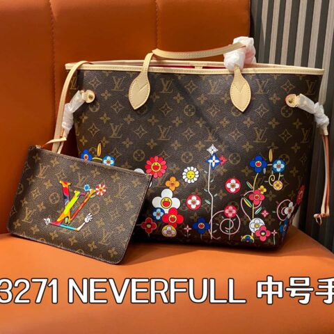 【原单精品】M13271老花 丝印花朵购物袋 NEVERFULL 中号手袋