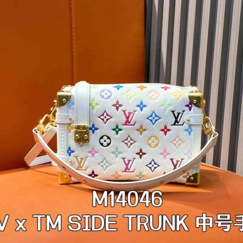 【原单精品】M14046白彩全皮 软盒子系列 当季新款 LV x TM SIDE TRUNK 中号手袋
