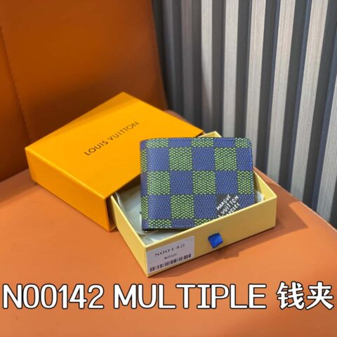 【原单精品】N00142蓝格子 短款西装夹钱包 MULTIPLE 钱夹