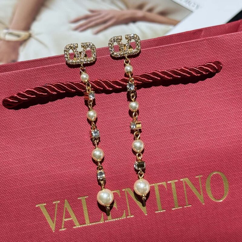 新款☑️ VALENTINO华伦天奴长流苏珍珠耳钉耳环