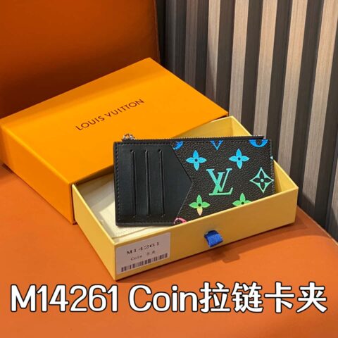 【原单精品】M14261黑色渐变 卡包卡夹 新款Coin拉链卡夹