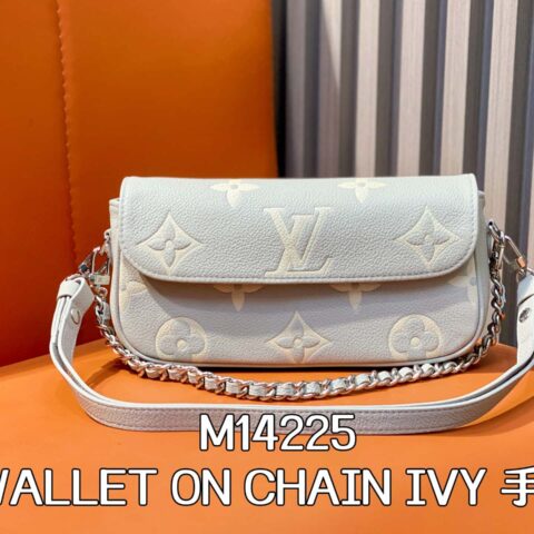 【原单精品】M14225香芋紫 全皮链条腋下包 WALLET ON CHAIN IVY 手袋