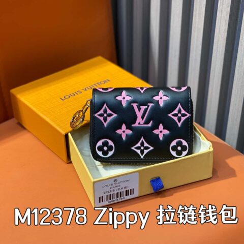 【原单精品】M12378黑色丝印 全皮单拉链短款钱包 Zippy 拉链钱包